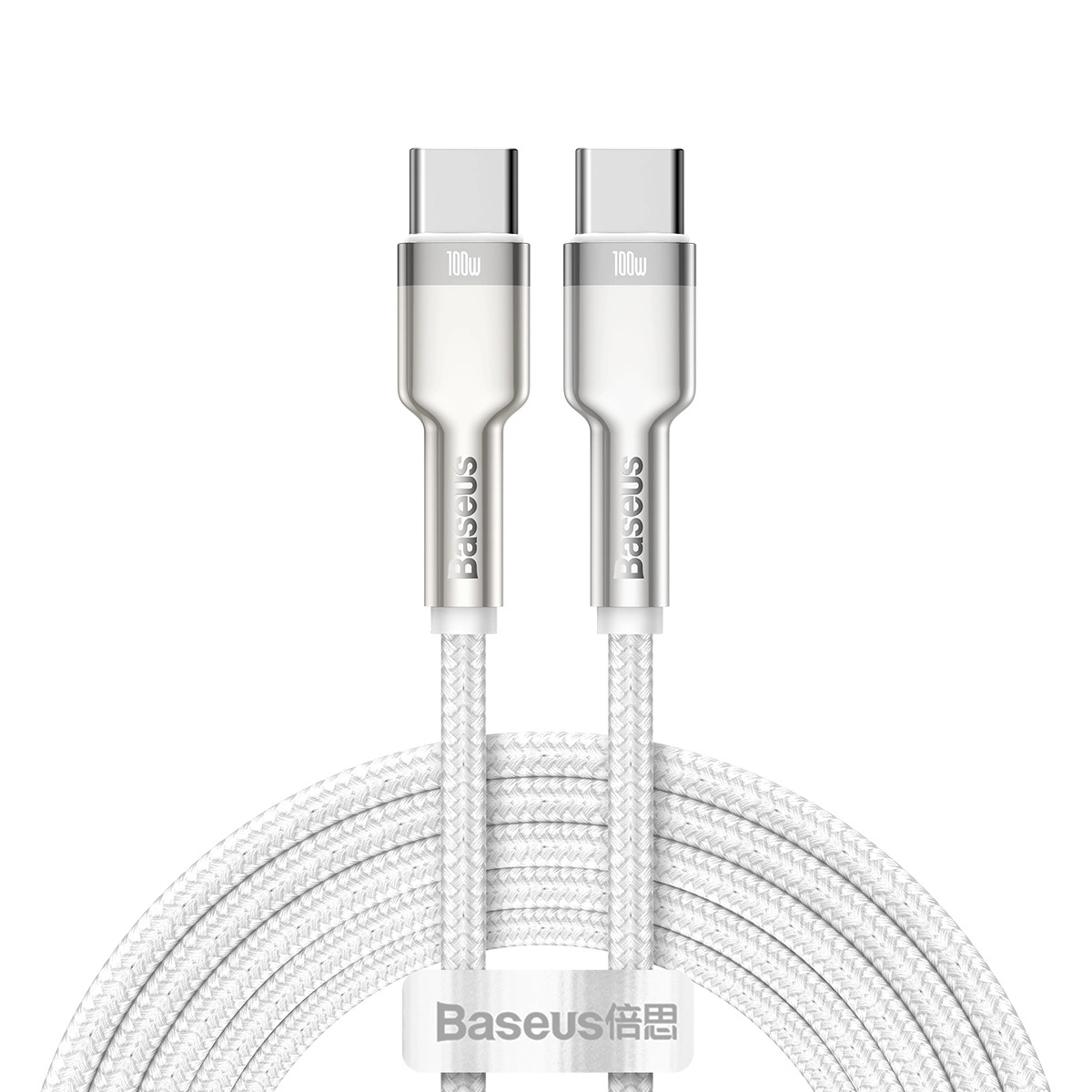 Kabel Baseus Cafule Series Metal Data USB-C / USB-C PD QC SCP 100W 5A 1 m - biały