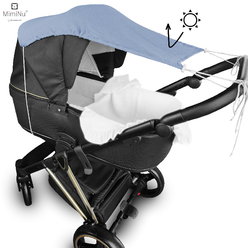 KIECZMERSKI Daszek do wózka, osłonka przeciwsłoneczna MUŚLIN bawełna 100% jeans